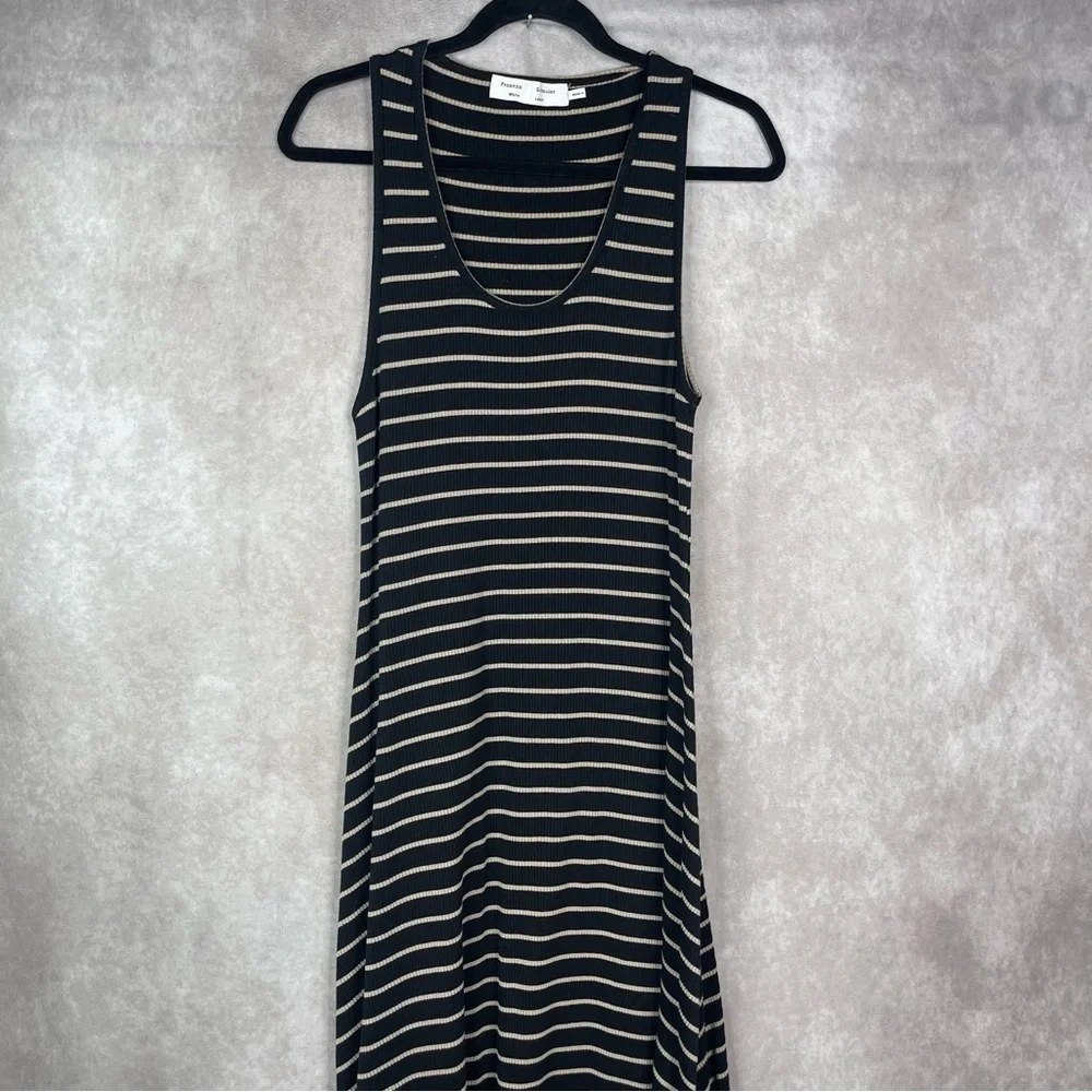 Proenza Schouler White Label Striped Ribbed-Knit Sleeveless Dress In Black Sz L - Picture 3 of 10